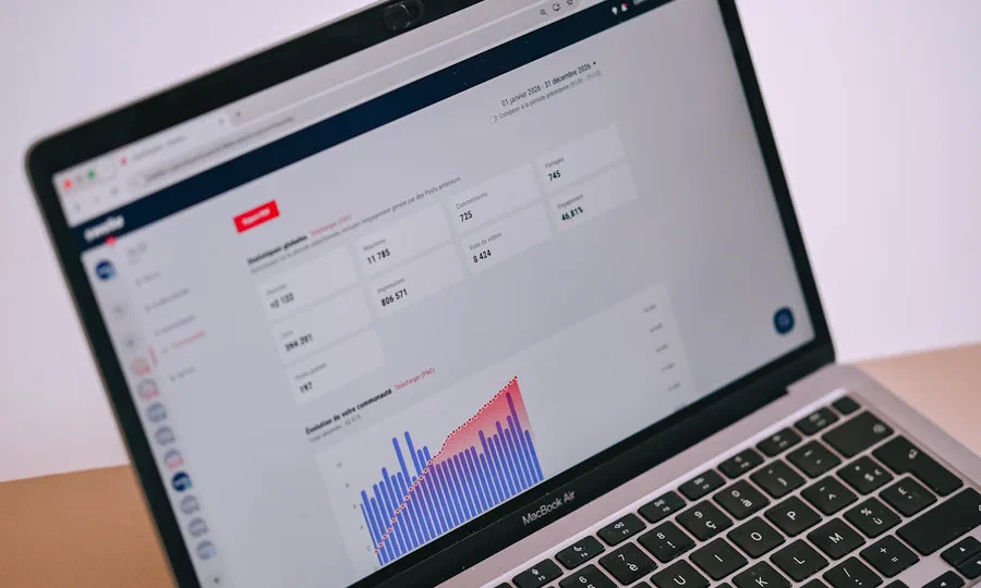 Data visualizations displayed on a laptop screen