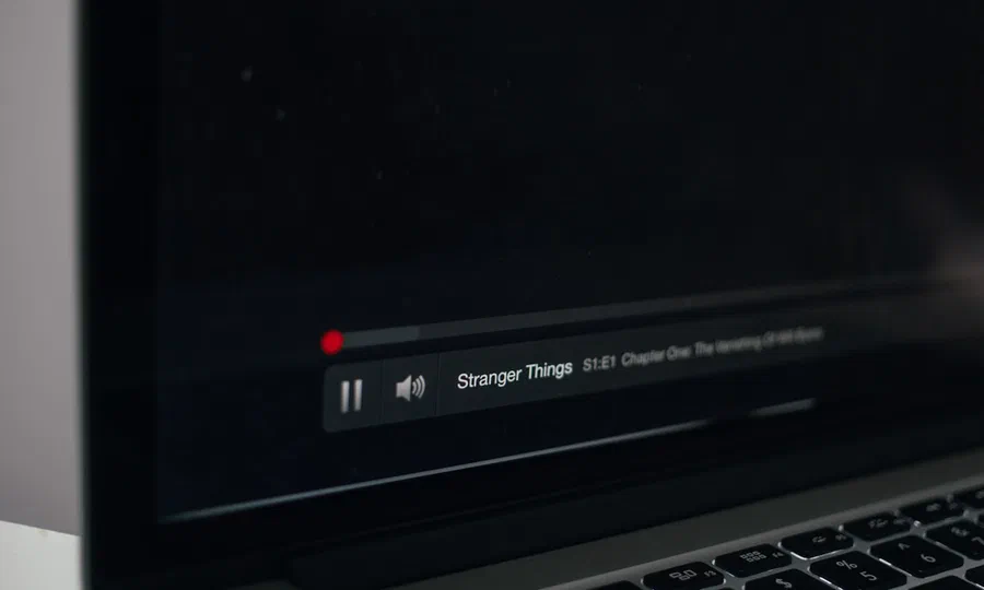 A video playing on a laptop screen